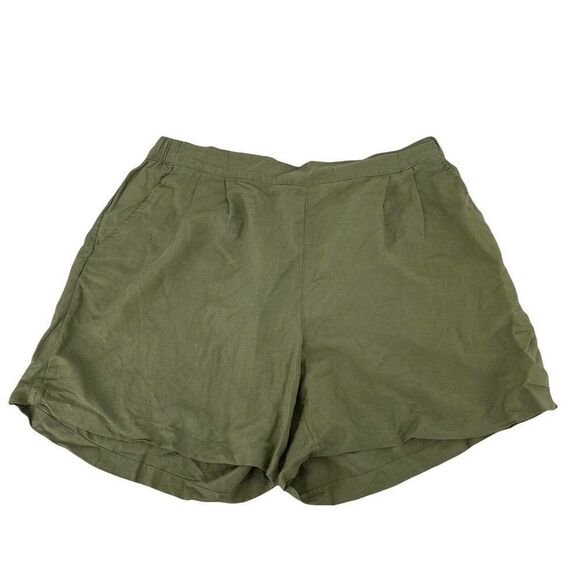 Green Linen Shorts Womens Size XXL A New Day Elastic Waist Casual Flat Front - Picture 1 of 6